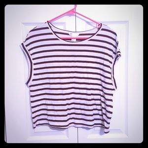NWOT Striped Maroon Medium H&M Tee